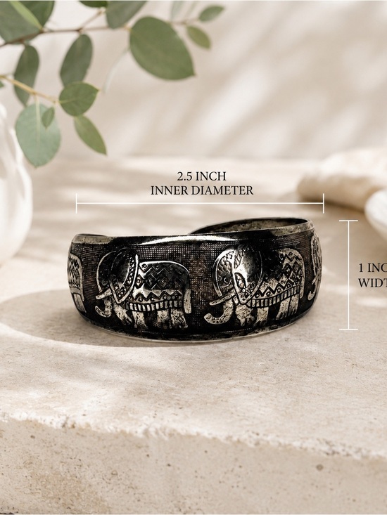 Other - Antique Silver-Tone Elephant Cuff Bracelet